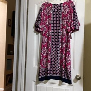 Hot Pink, flutter sleeve, knee-length dress